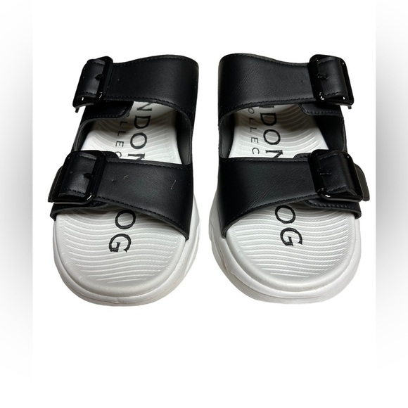 29. NWT London Fog Nasia Double Buckle Sandal Black 7.5 - Picture 1 of 5